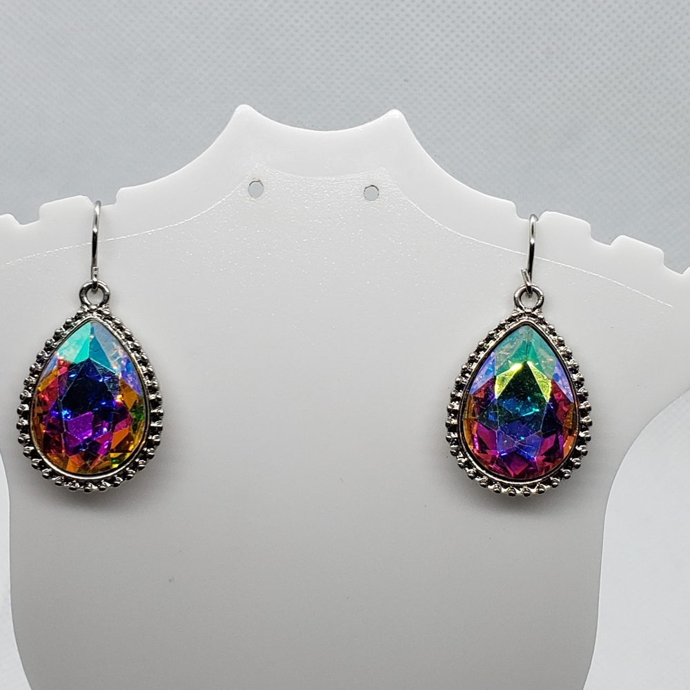 Rainbow tear shaped earrings